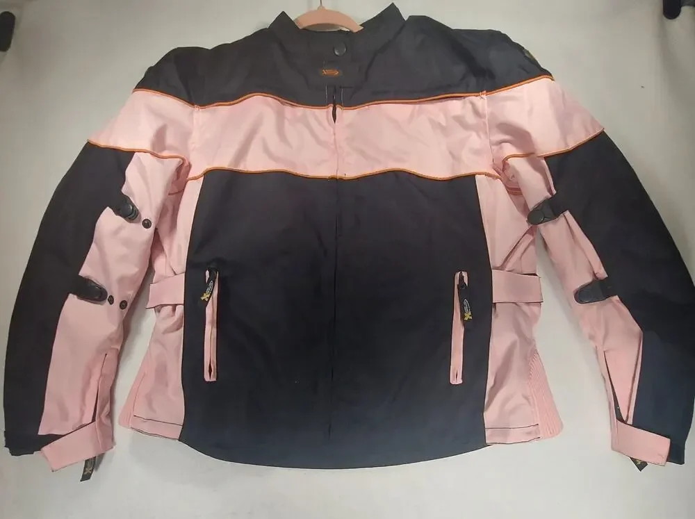 Xelement CF462 Women's 3X Black Pink Motorcycle Jacket Tri-Tex Armored Plus Size